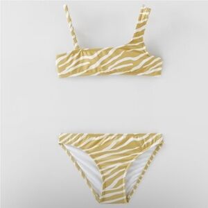 Zara Yellow and White Zebra-Print Kids Bikini